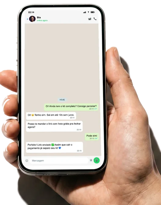 Cliente conversando com o agente de IA da Bia pelo WhatsApp